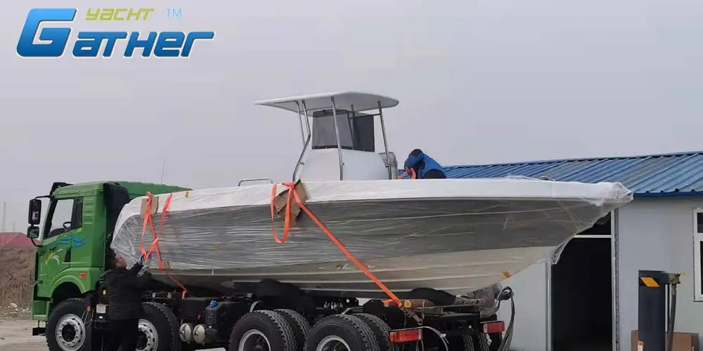 Gather Yacht 25ft Fiberglass Fishing Bait Boats Made in China for Sale
