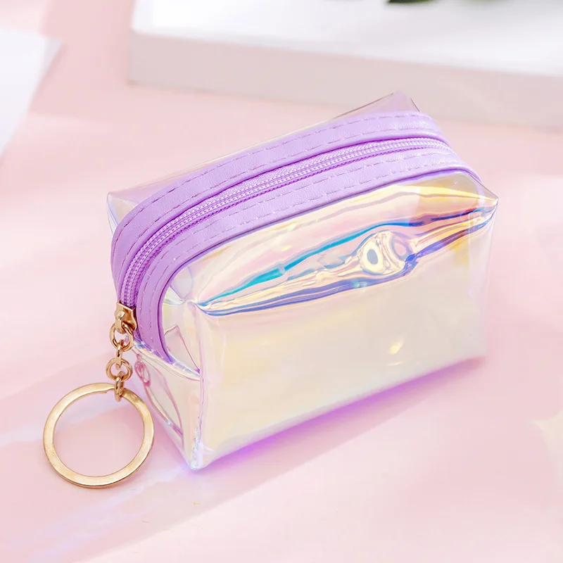 Pretty Laser Coin Purse Cute Hologram Change Bag Small Leather Wallet with Clasp Pouch for Woman Girls