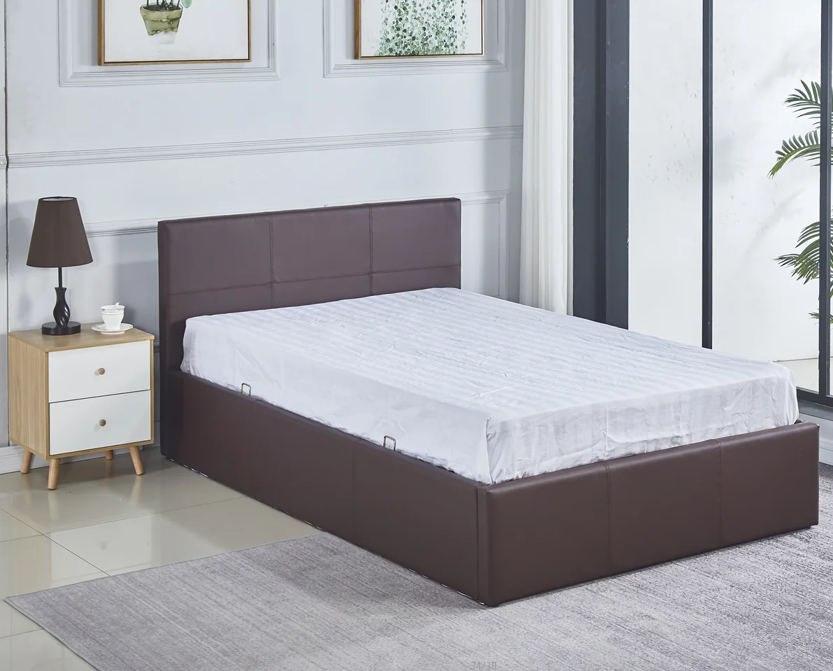  Кровать с мягкой платформой из искусственной кожи Vienna деревянными реечками (Queen)