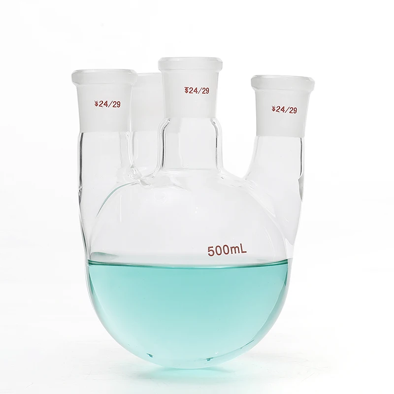 Китайский поставщик пользовательских разных размеров для химической лаборатории, устойчивость к воздействию высоких температур мульти-образным вырезом колба с тремя стандартными присоединиться