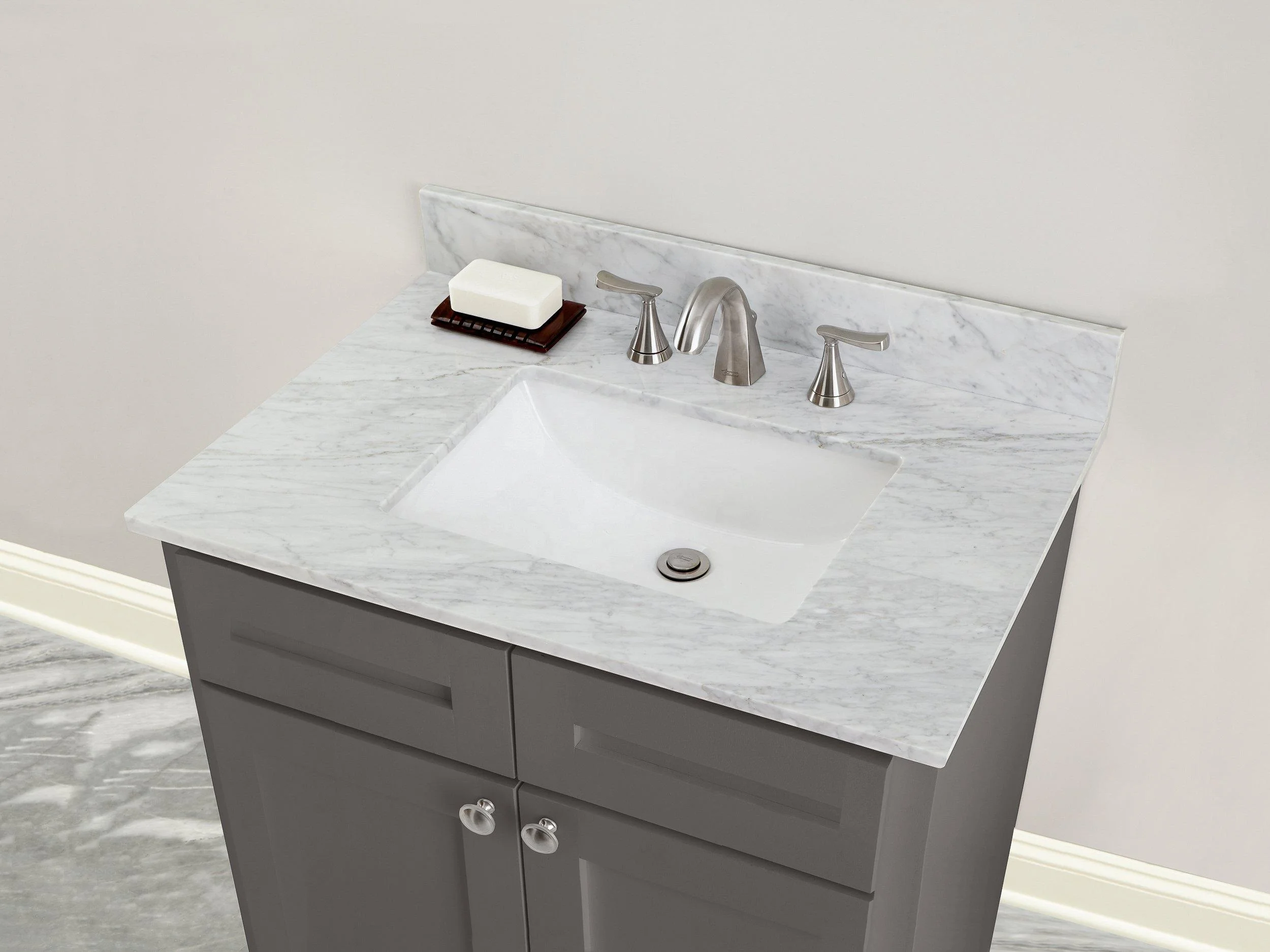 YongFeng  25 Inch Bathroom Stone  White Carrara Marble Vanity Top Countertop
