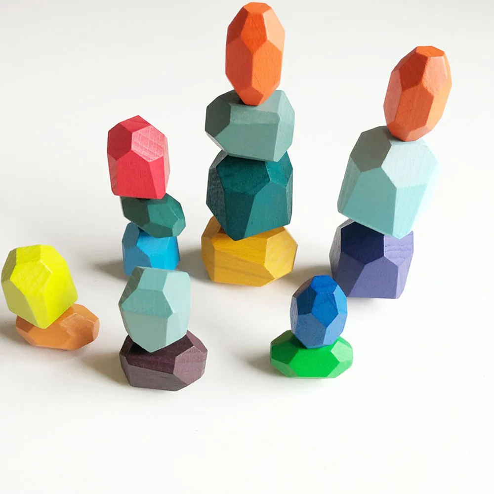 Montessori Educational Toys Children Early Education Toys Colorful Wooden building blocks Stacking Stone Toys Manufacturers