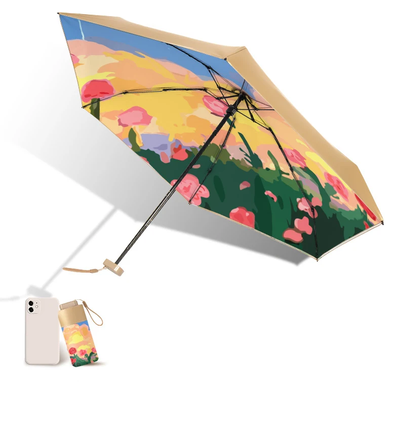 uv protection umbrella 2022 New design compact supper mini 6 folding pocket hot sale sun umbrella