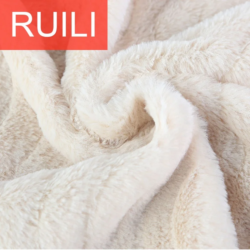 100% polyester material 10mm pile length cutting wave faux fake rabbit fur cloth