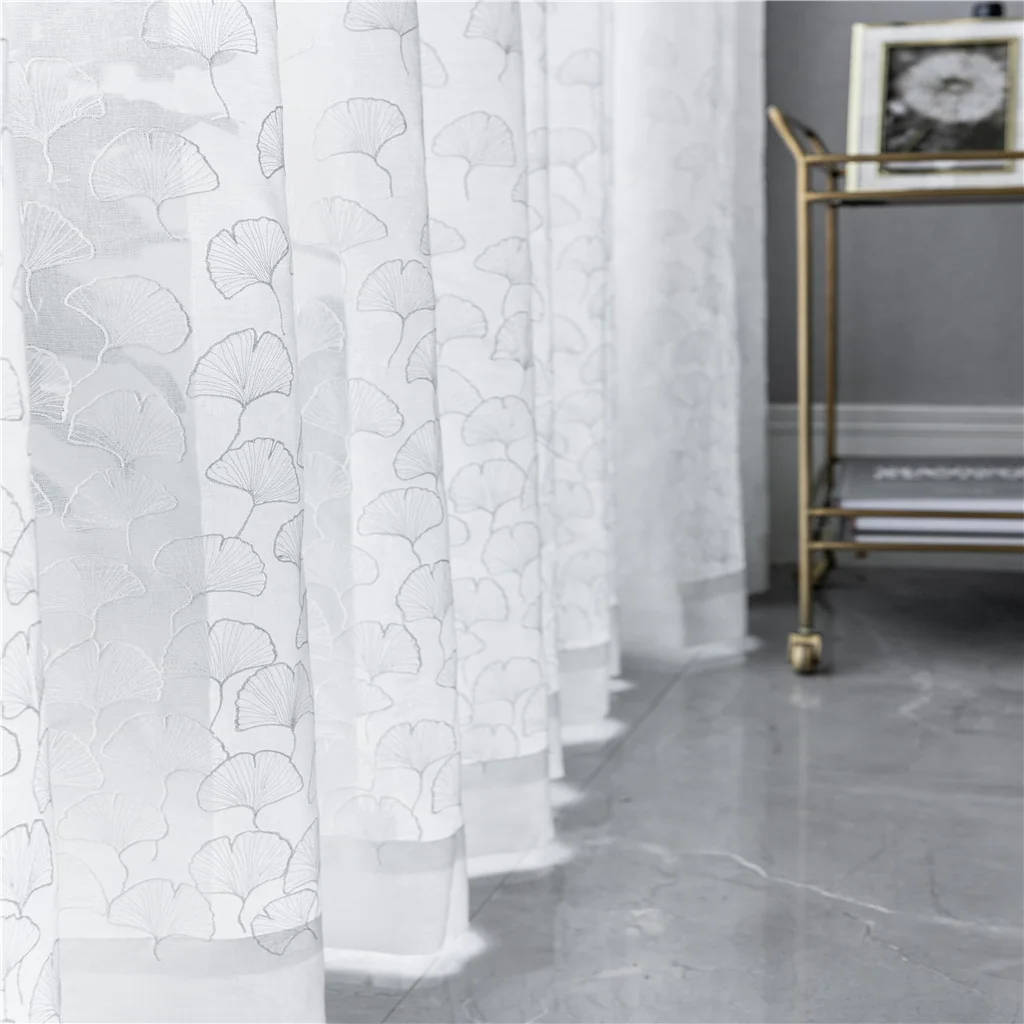  polyester embroidered sheer curtain fabric