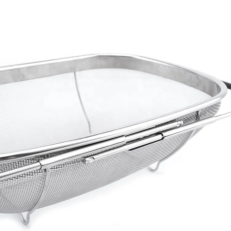 Hot Sale  Sink Mesh Basket With Silicone Handle Fruit Vegetable Mesh Strainer Flour Sifter Sieve Colander