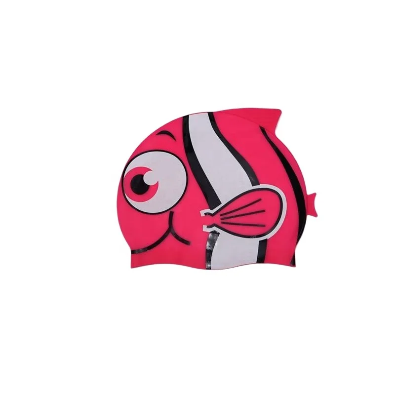 Custom High Quality Durable Waterproof Color Choose Lovely Cartoon Shark Shaped Silicone Children Swimming Cap