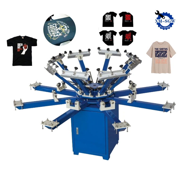 Top Fashion Multicolour Octopus 6 Color Cloth Serigraphy Automatic Carousel Screen Printing Machine For Garment