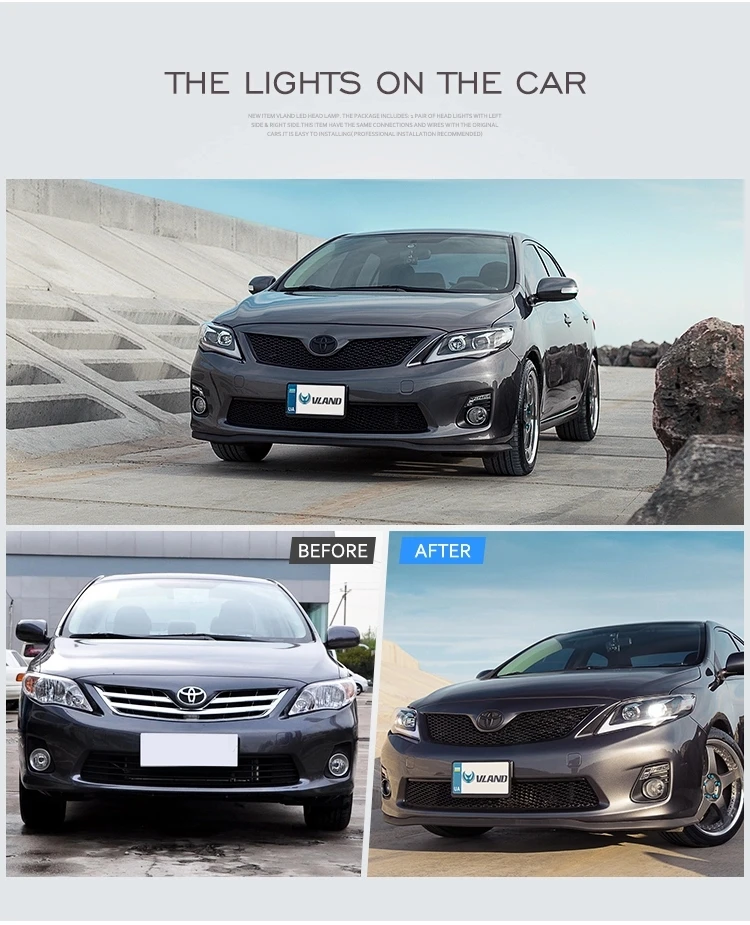  Для автомобильной лампы corolla с проектором DRL светодиодный последовательный поворотный сигнал 2011 2012 2013 фара для
