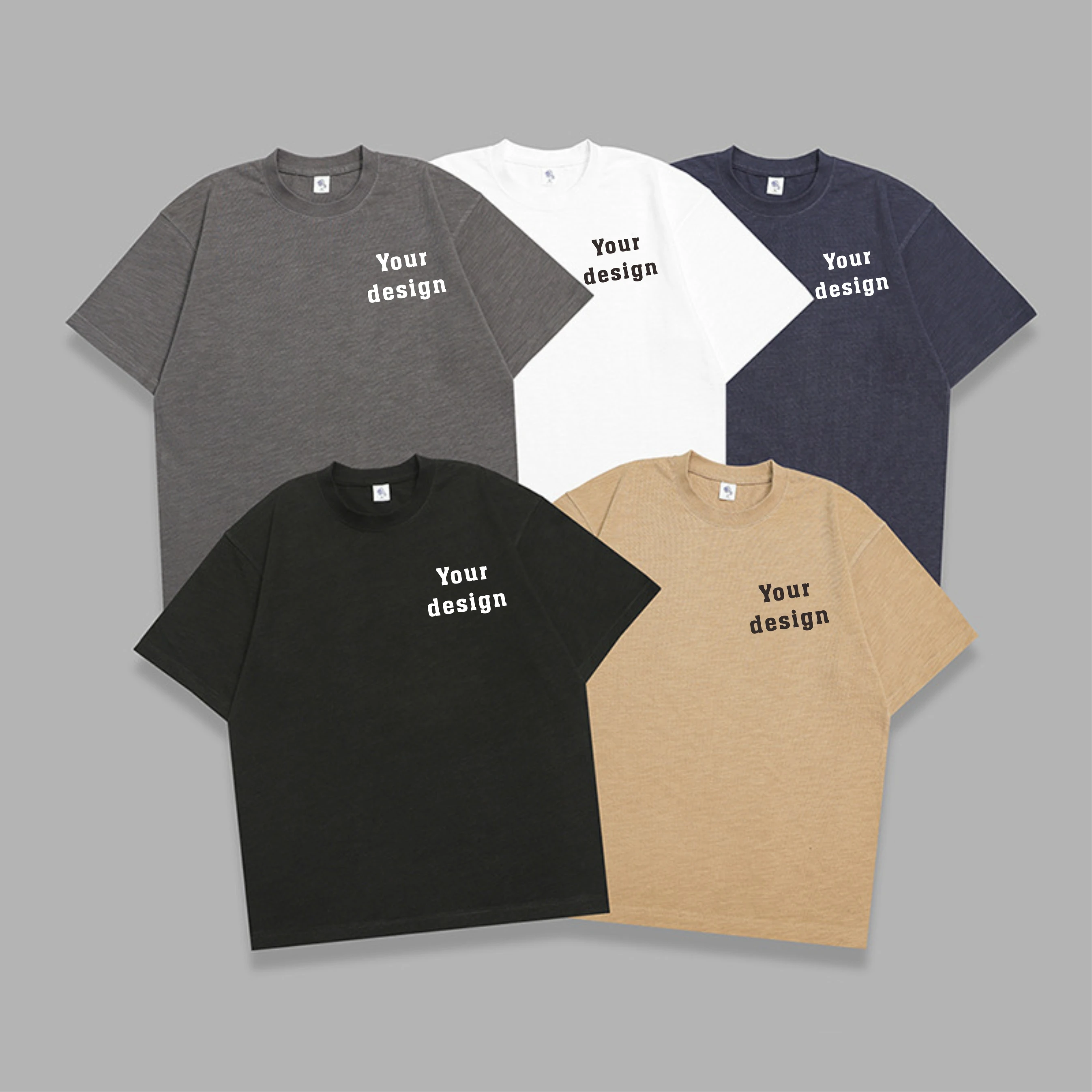 Summer Water Retro Heavyweight 320g 100% Cotton Loose Round Neck Short Sleeve T-Shirt
