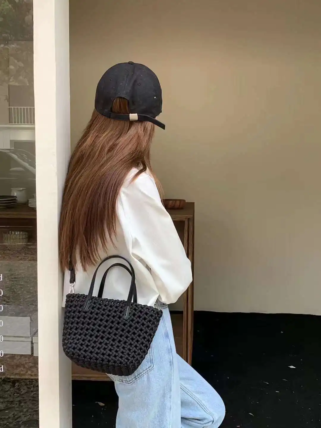 new neoprene casual hollow small tote handbag shoulder crossbody woven bag for ladies women