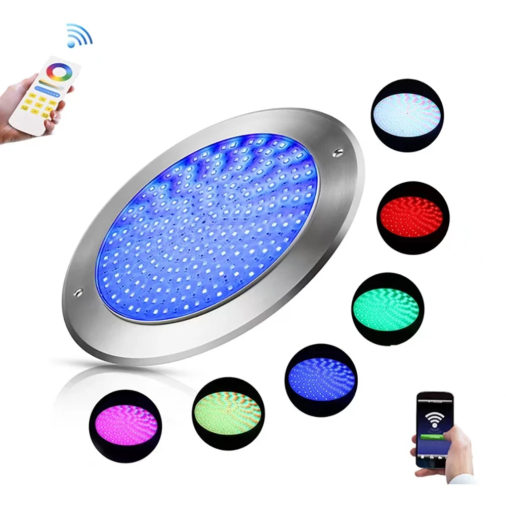 VLIKE 18W 25w 35w smart LED Pool Light Smart Phone App WIFI stainless steel Resin Filled Swimming Pool Lamp Underwater Lights