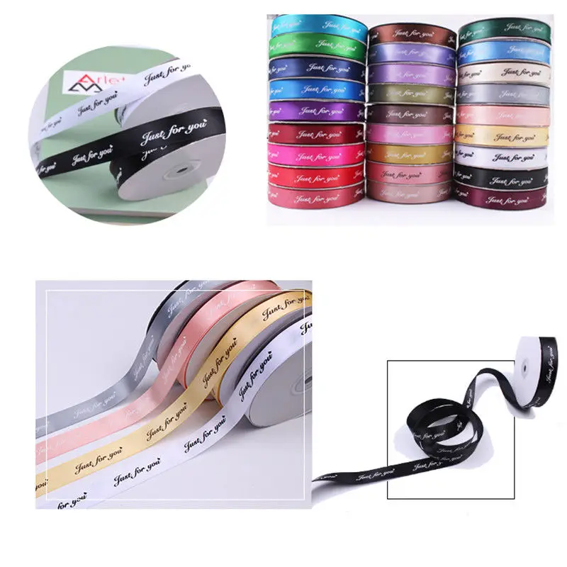 Wholesale Gift Ribbons Custom Logo Polyester Gold Foil Cintas Satin Ribbon for Packing Decoration