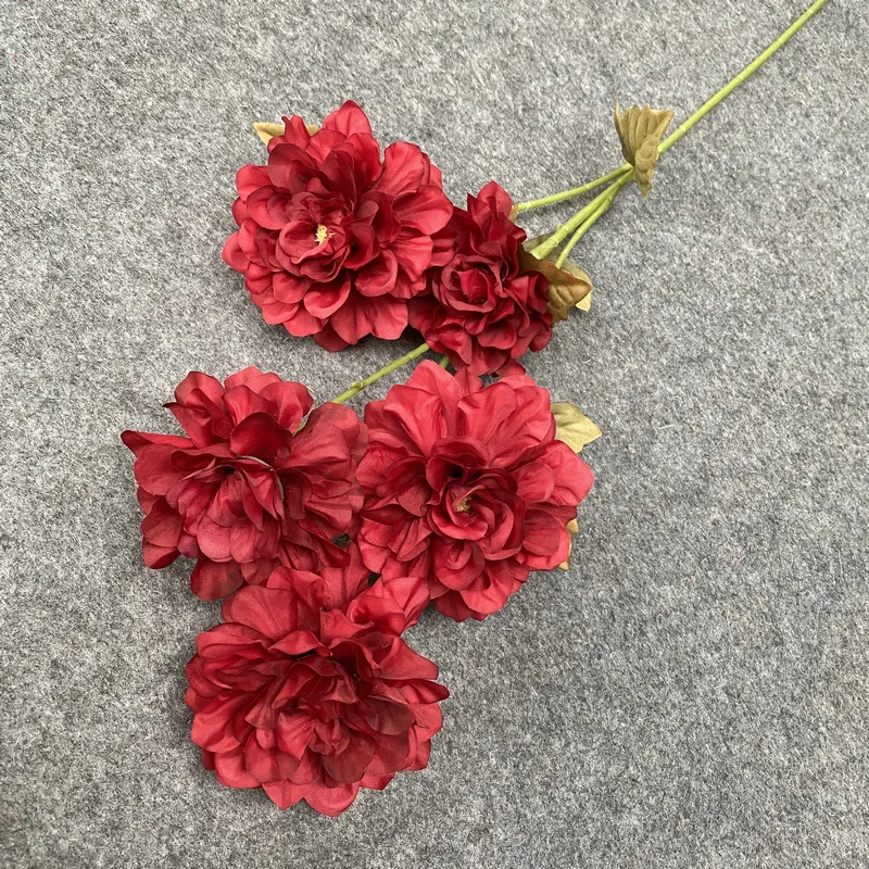 Wholesale Cheap Long Stem 5 Head Peonies Silk Flower For Wedding Arrangement
