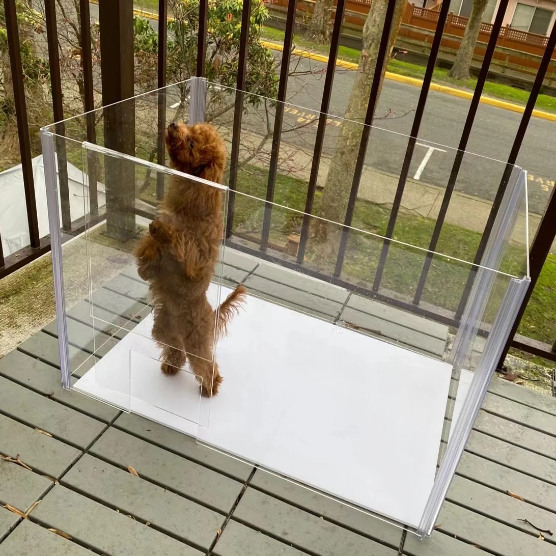 DIY  Transparent  acrylic  Foldable Yard Pet Fence Cage Pet Baby Dog cat Playpen