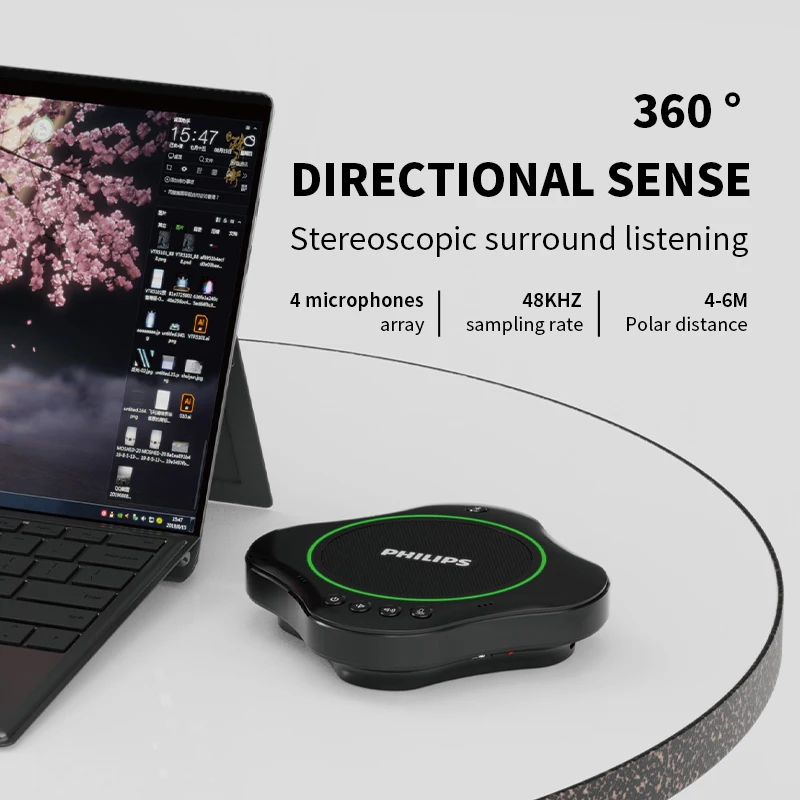 Philips Intelligent Wireless Conference Speaker Audio Conference System Portable Omnidirectional Microphone With Speaker PSE0500