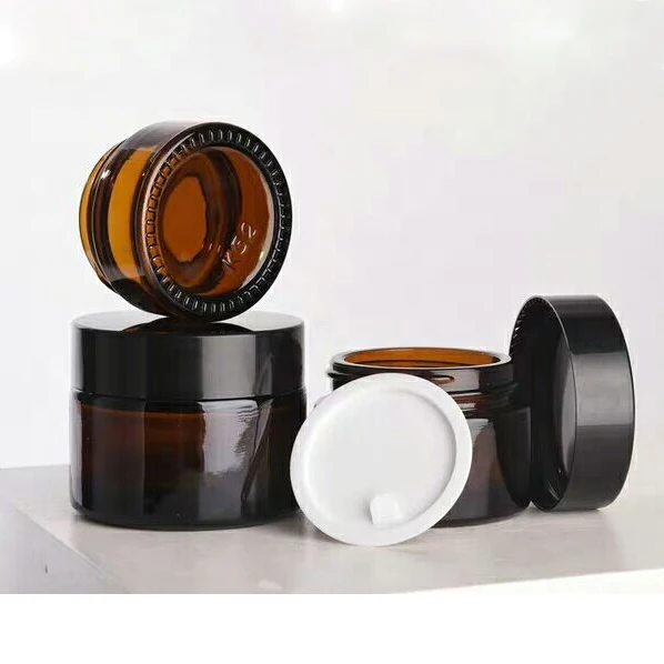 5g 10g 15g 20g Glass Amber Brown Cosmetic Face Cream Skin Care Cream Lip Balm Glass Jar