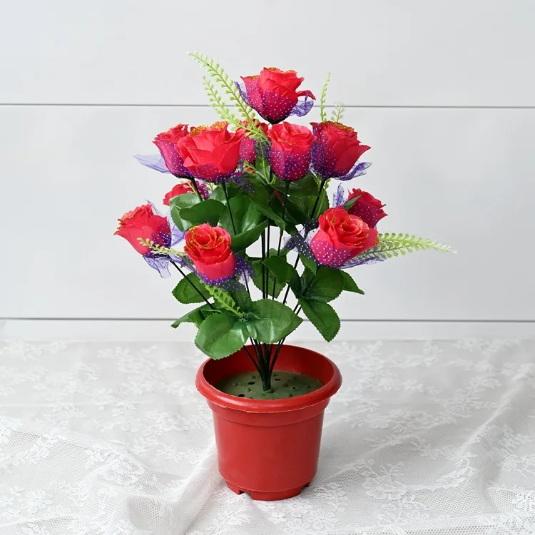 SEASON Silk Rose Artificial Flower Bouquet 12 Heads Rose Flower Wedding Decoration Artificial Rose Bush