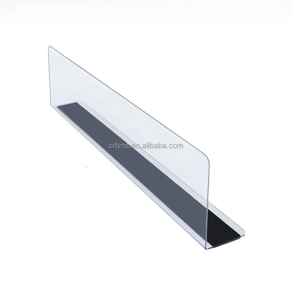 Unnies Wholesale Custom Clear Magnetic Stripe Adjustable Grocery PVC L Shape Acrylic PET Shelf Divider for Supermarket Display