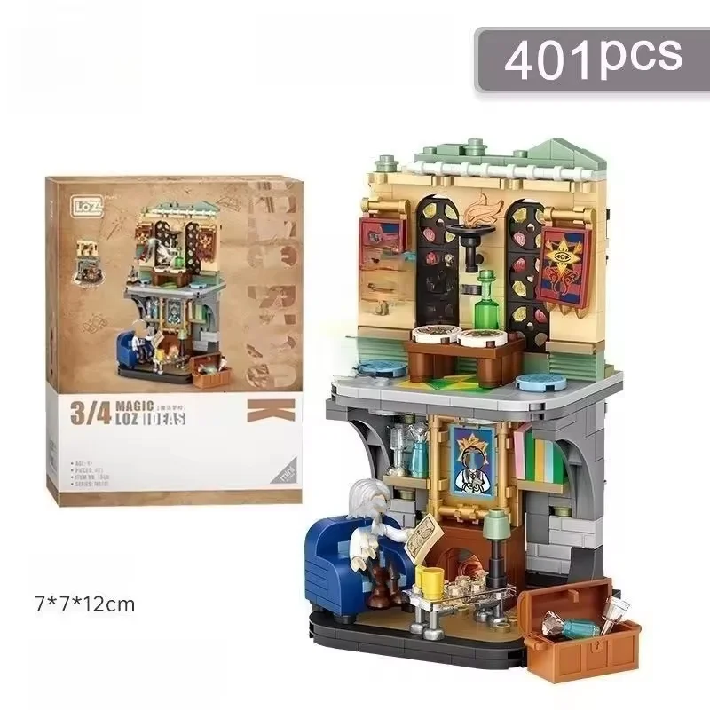 LOZ hot sells kids blocks toys DIY plastic city street view construction series Magic Academy mini blocks