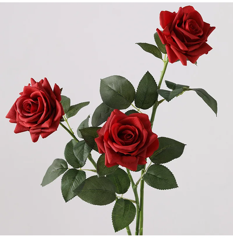 Wholesale Artificial Red Silk Roses Single Roses Flowers for Home Wedding Christmas & Graduation Decoration Parties