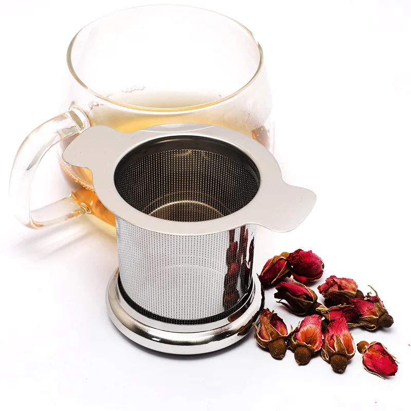 Wholesale amazon hotsale No Plastic 304 Loose Leaf  tea infuser strainers filters mesh  stainless steel with floding handle