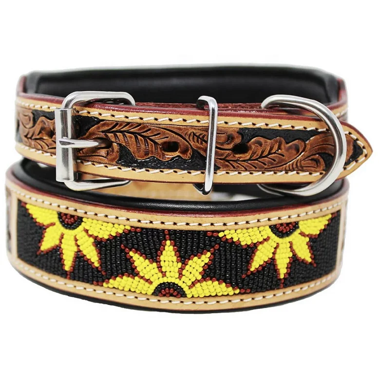 Pet Collar Dog collar handcarved beaded unique design