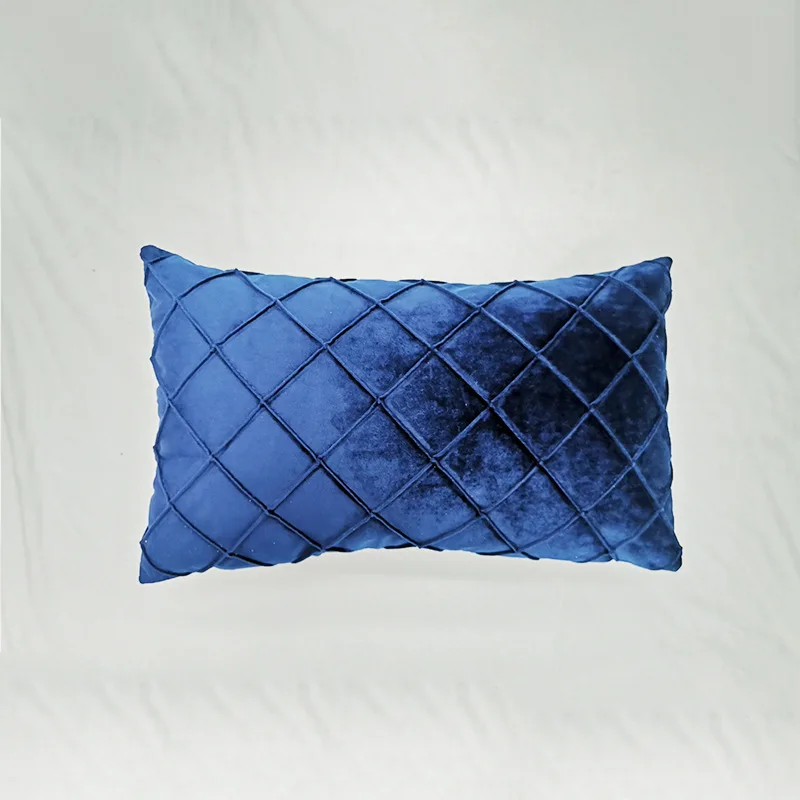 Custom Velvet 30*50cm Small Lattice Sofa Throw Pillow Cushion Cover Holiday Car Soft Short Plush Cushion Cover