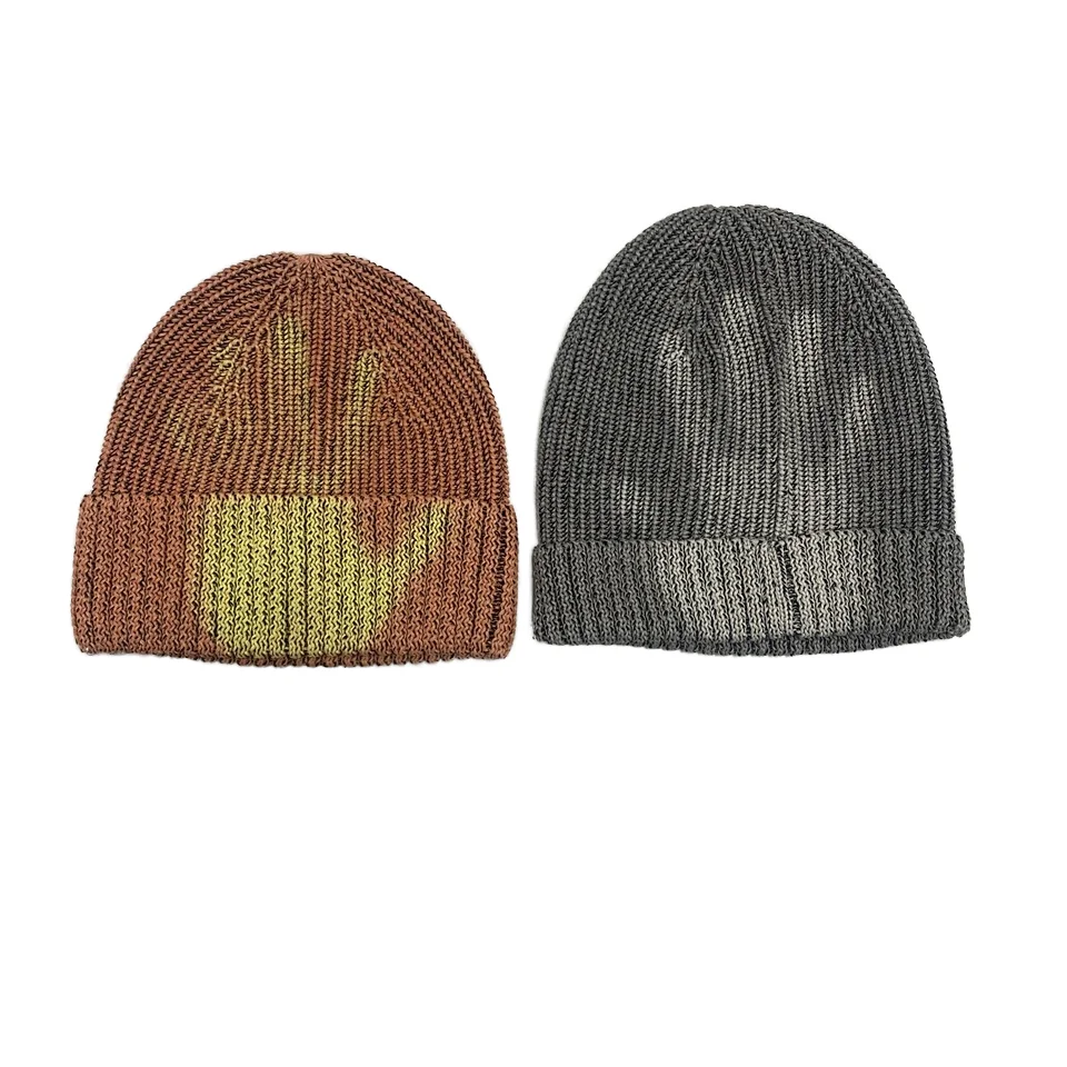 2024 Custom Unisex Heat Sensitive Color-Changing round Cap thermochromic fabric Temperature Discoloration Autumn Winter knit cap