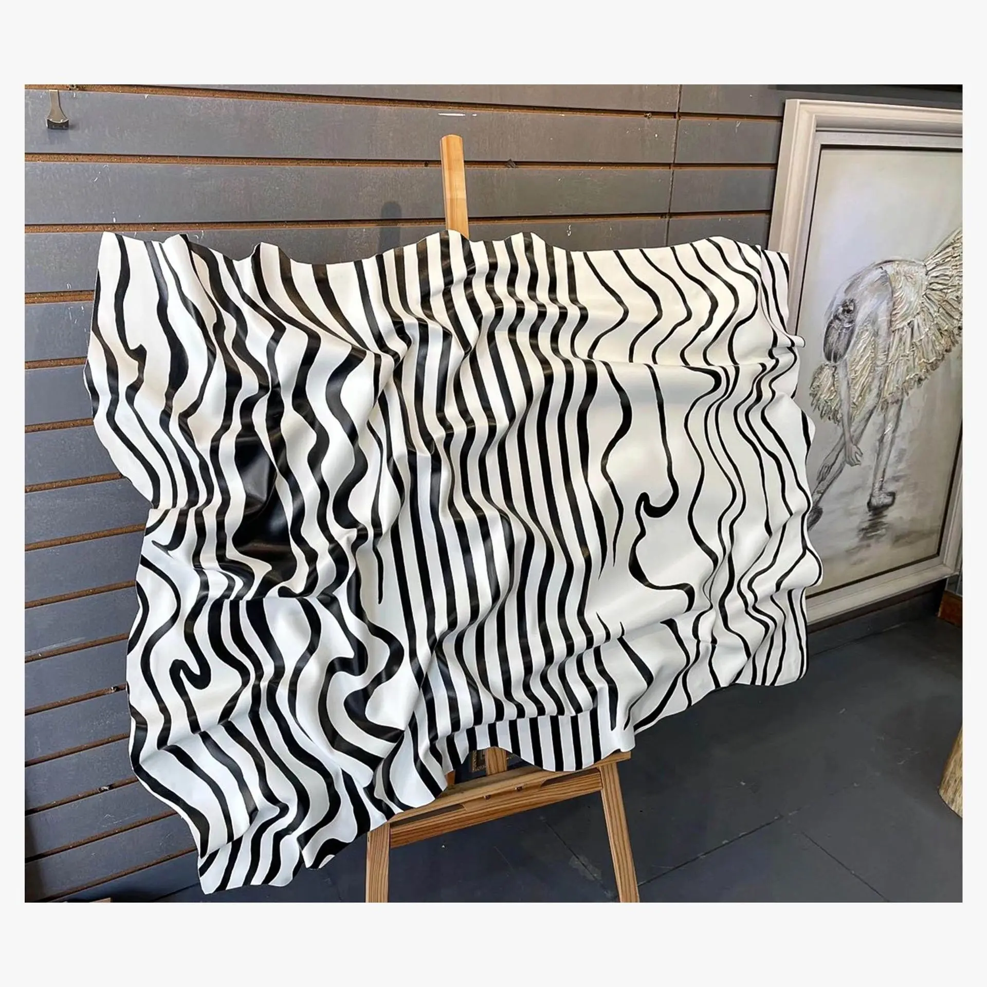 Home Decor Handmade Large 3D Artwork Leather Leopard Print Painting Modern Interior Design Wall Art