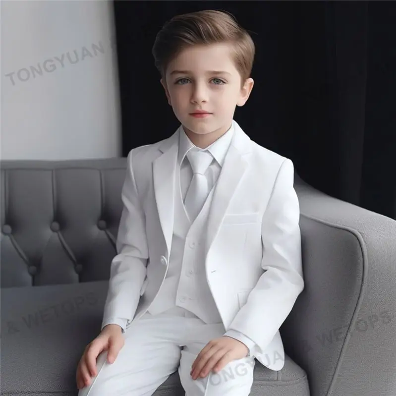 Custom Clothing Boys Clothes Sets Kids Formal Suits Long Sleeve Shirts Vest Pants 3PCS Children Tuxedos Outfits Fashion Party