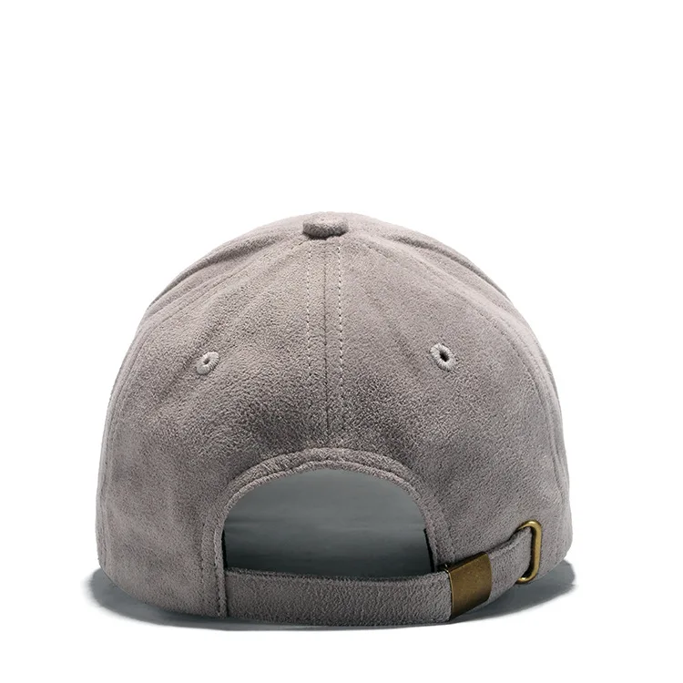 Wholesale Multicolor Suede Custom embroidered suede baseball cap with metal strap closure