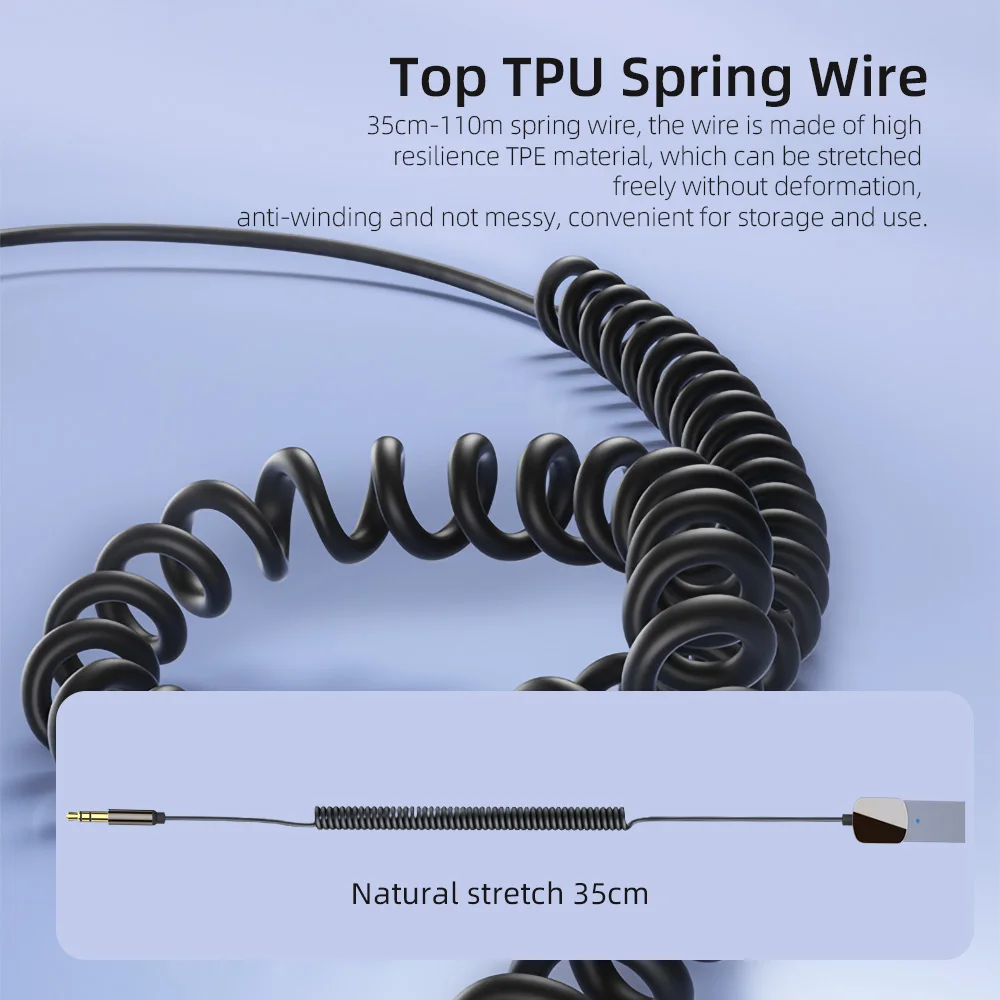 new universal 3.5 AUX TO usb stereo audio  BT 5.0 receiver adapter with speaker for car