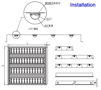 Full Spec Classic Design 2x18W/4x18W LED Louver Fitting T8 Grille Light