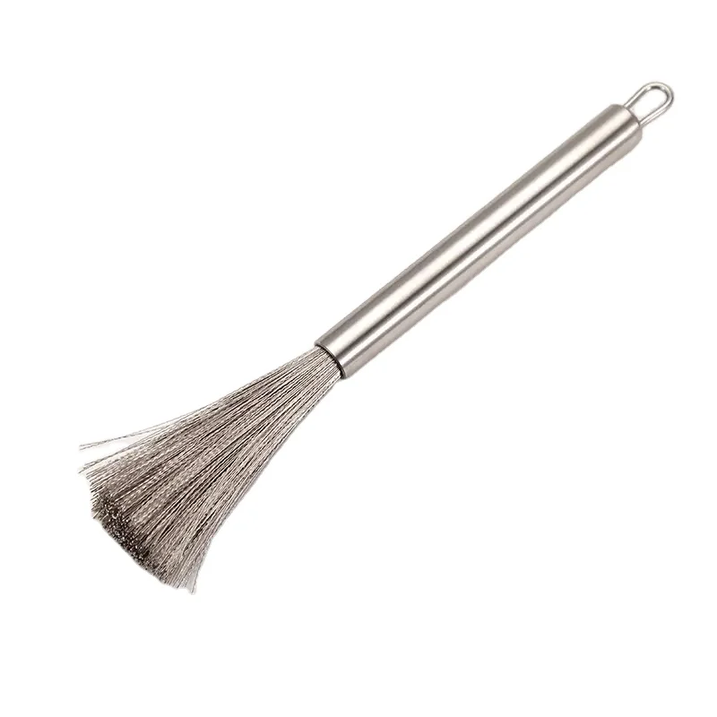 kitchen flexible pans stainless steel cleaning pot brush with hook cookware scrubber brush