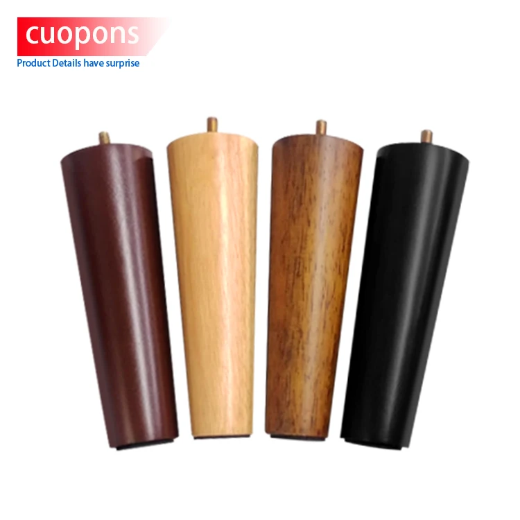Toco Wholesale Brown Furniture Legs Wood Material For Sofa Round Side Table Tapered Bathroom Stool With Wooden Leg Black