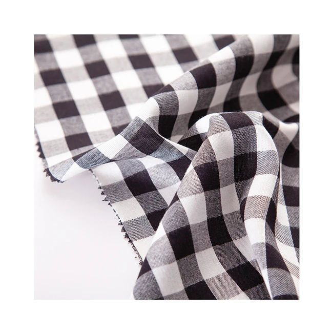 
Modern Design Black and White plaid fabric 100% rayon fabric 