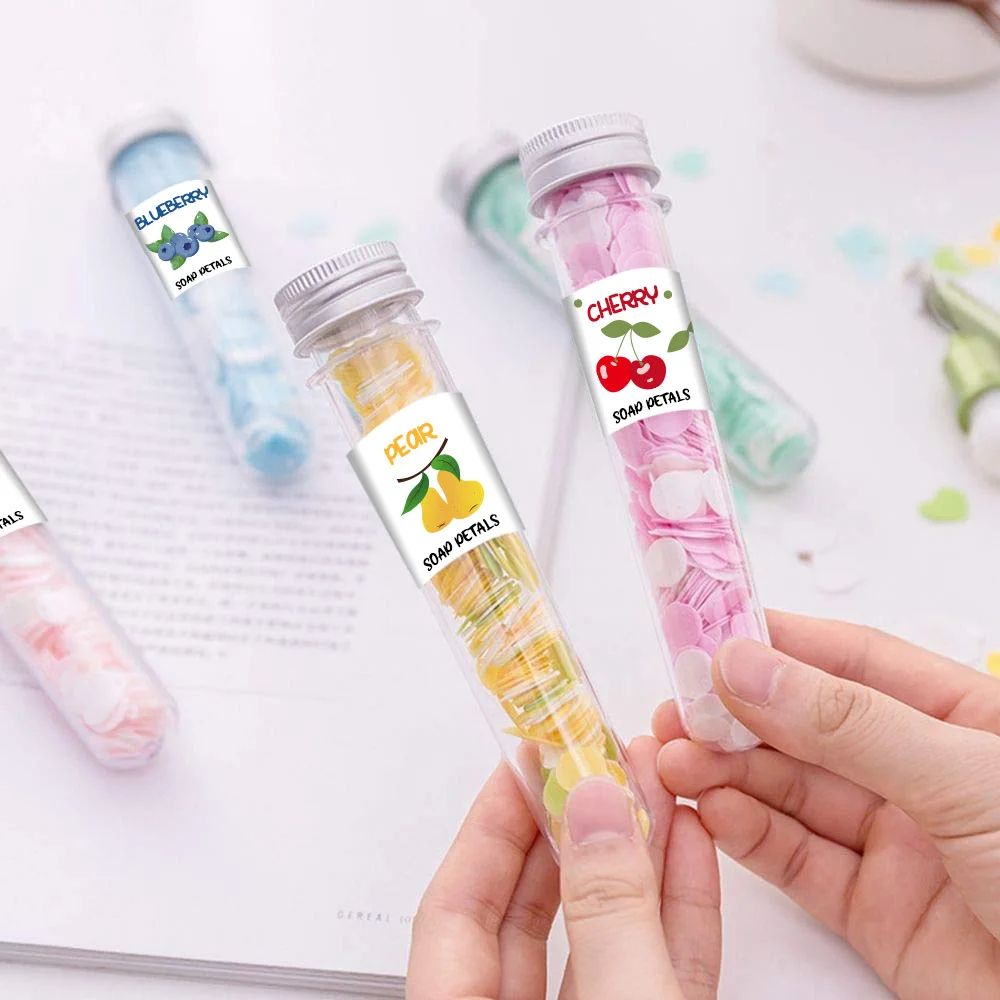 Wholesale beautiful colorful portable tube rose flower star shape soft bath paper soap travel test tube mounted paper soap