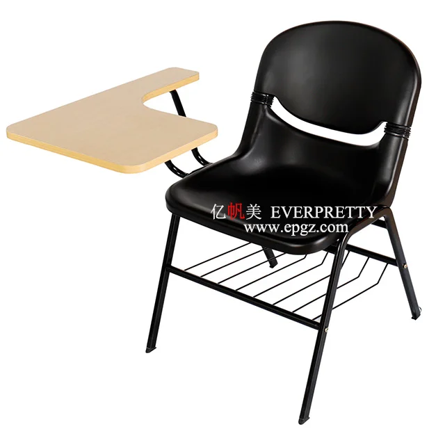 Factory Price School Student Furniture Training Plastic Study Chair with Writing Pad Wheeling Tablet