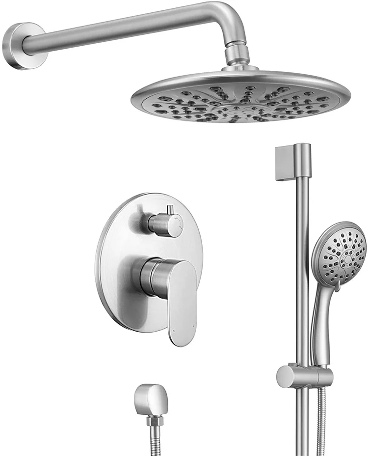 In-wall Installation Nickle Polished Brass shower system set hot and cold shower mixer  set for bathroom