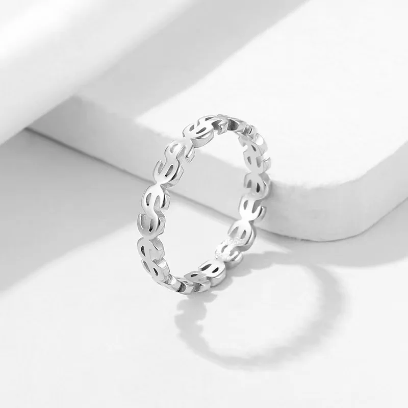 Custom Dollar Ring Stainless Steel Non Tarnish Classical Ring Can Make You Lucky Dollar Ring For Men Women Christmas Gift