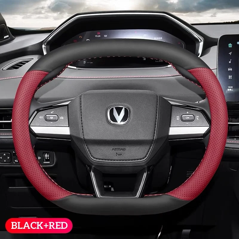 Double D shape 35cm 36cm leather car steering wheel cover for Peugeot 4008 5008 for Changan UNIV for Racing Car