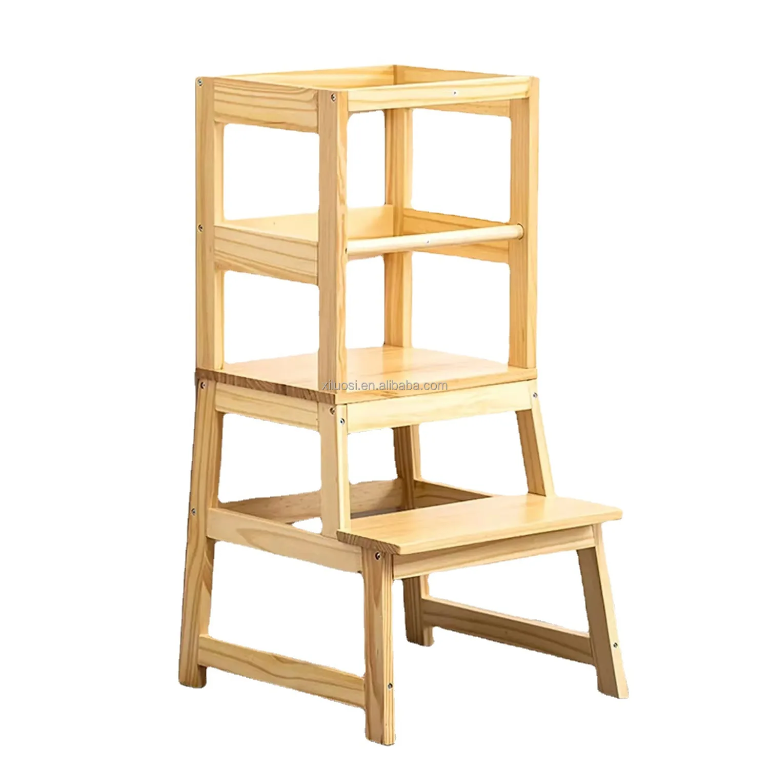 Adjustable height wooden toddler step stool kids montessori learning tower for children