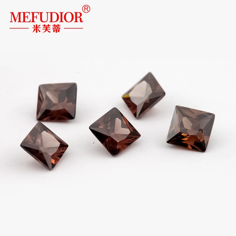 Artificial diamond Synthetic CZ stone Factory wholesale coffee color Square shape loose Cubic Zirconia