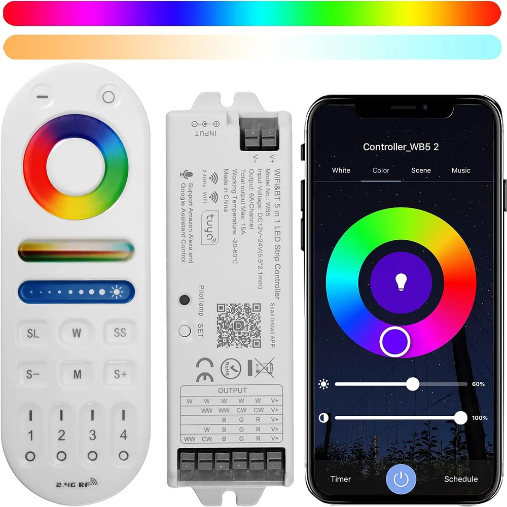 LM091 WiFi smart LED controller RGB LED strip dimmer controlled by LM091 LED remoter