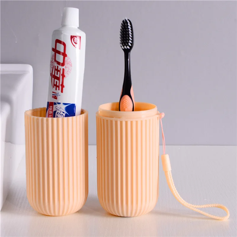 Travel Toothbrush Case Vertical Stripe Portable Mouthwash Cup Brushing Cup Wash Cup Toothware Box Toothpaste Storage Tube