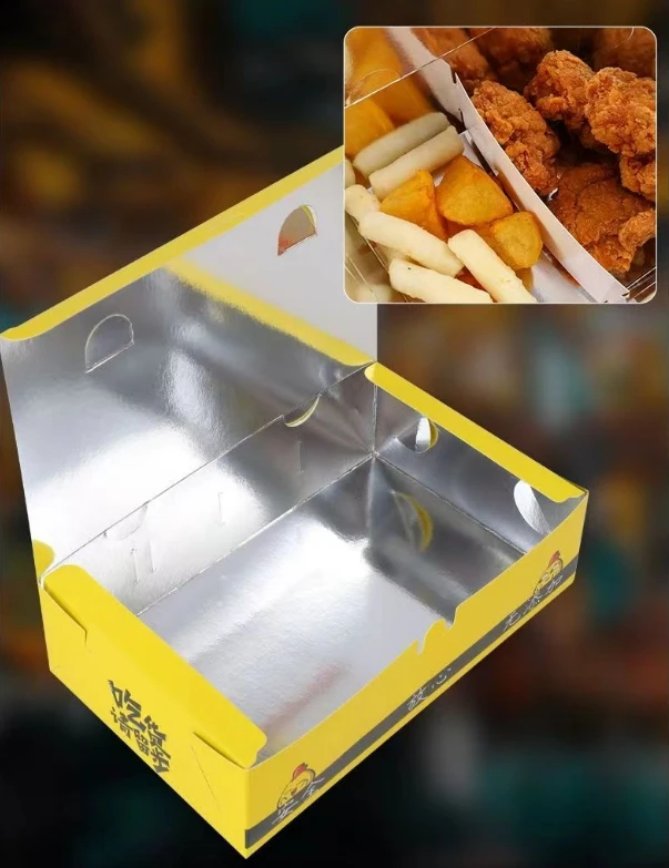 Fried chicken French fries hamburgers snacks potato chips Fast Take Away packaging boxes food grade paper