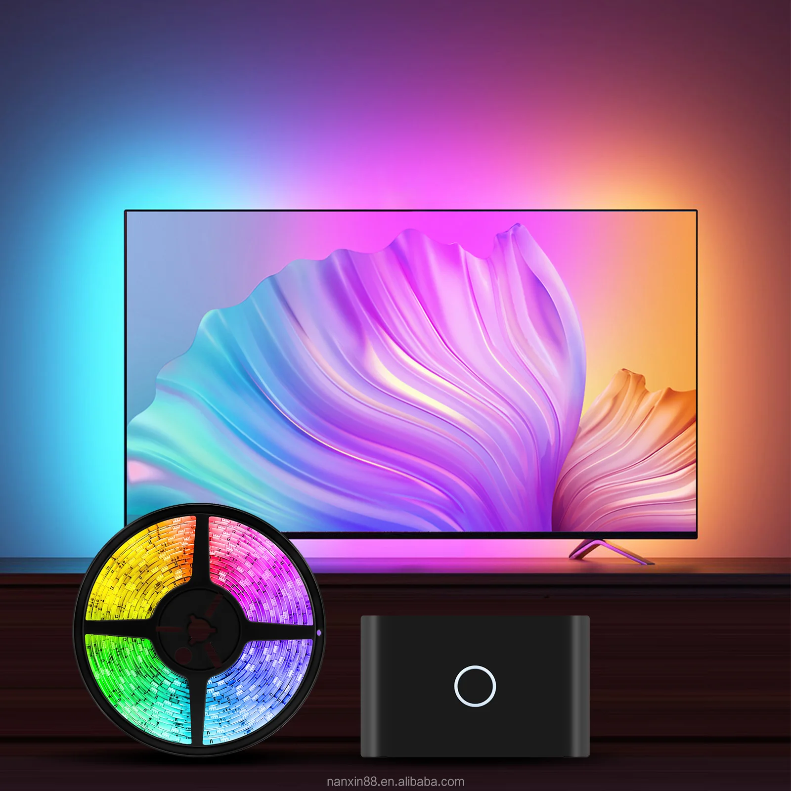 Tuya App Music Sync Screen Smart Strip Light Works with Alexa & Google Assistant RGBIC Envisual TV LED Backlights HDMI Sycn Box