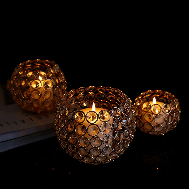 
Crystal Tea Light Candle Holders for Wedding Table Centerpieces Dining Room Christmas Home Decorative Candle Lantern 