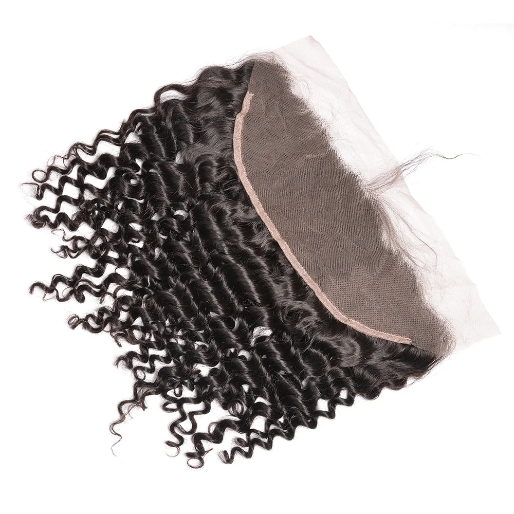 Hot selling top quality 13*4 and 13*6  deep wave  swiss lace frontal Brazilian human hair for black women